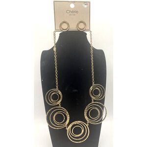 Necklace & Earrings Set Gold Plated Cherie Fashion Costume Jewelry